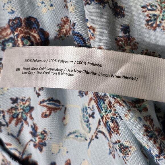 Blue Floral Boho Dress Sz Large BOG Collective Blue Mini Casual Cottage Romantic - Picture 9 of 9